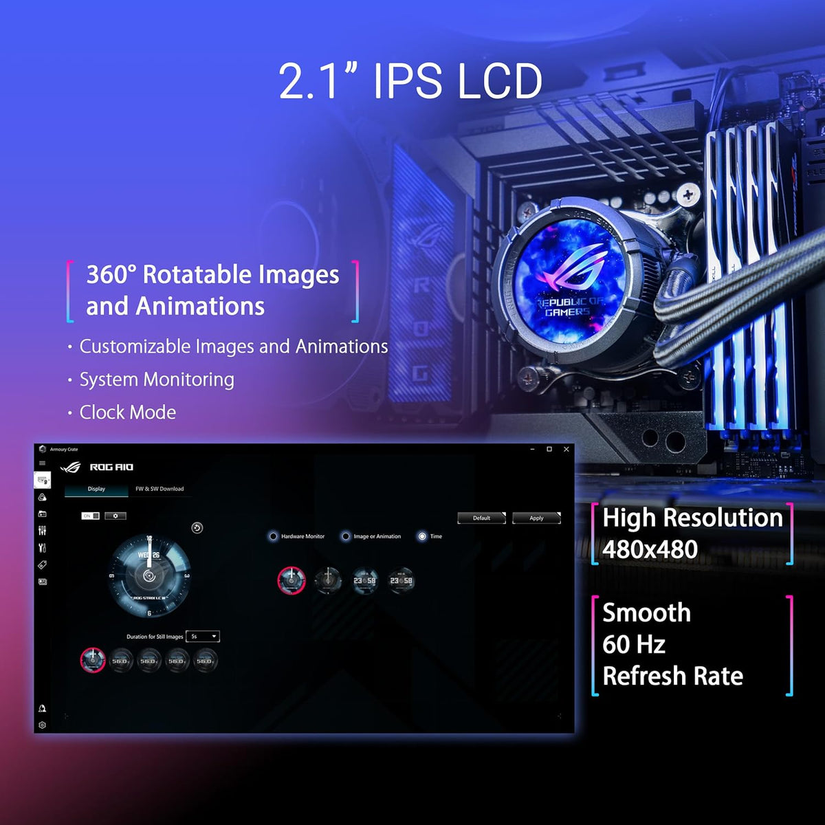 ENFRIAMIENTO LIQUIDO ASUS ROG STRIX LC III 360 ARGB LCD NEGRO AURA SYNC 90RC00W1-M0AAY0 12M DE GARANTIA - rogeek