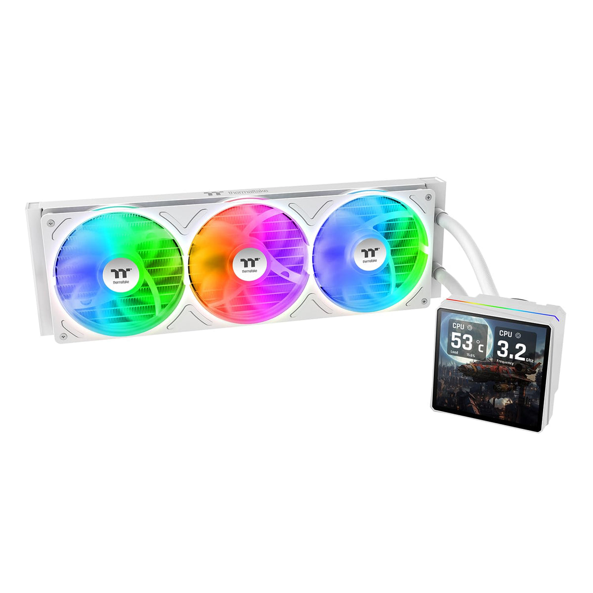 ENFRIAMIENTO LIQUIDO THERMALTAKE TH360 V3 ULTRA ARGB SYNC AIO 120MM DISPLAY LCD CL-W474-PL12SW-A 12M DE GARANTIA - rogeek