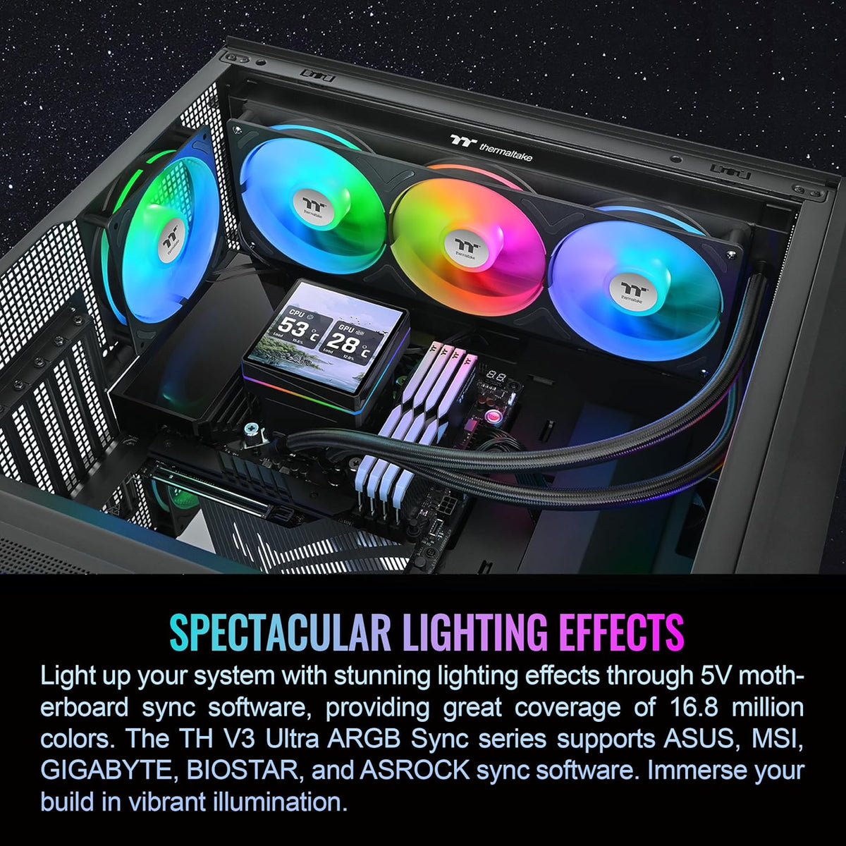 ENFRIAMIENTO LIQUIDO THERMALTAKE TH360 V3 ULTRA ARGB SYNC AIO SNOW 120MM DISPLAY LCD BLANCO CL-W476-PL12SW-A 12M DE GARANTIA - rogeek