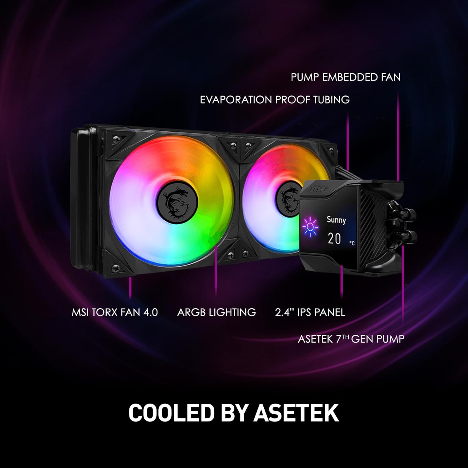ENFRIAMIENTO MSI CORELIQUID D240 240MM NEGRO ARGB DIGITAL LGA1851/AM5 MPG CORELIQUID D240 11M DE GARANTIA - rogeek