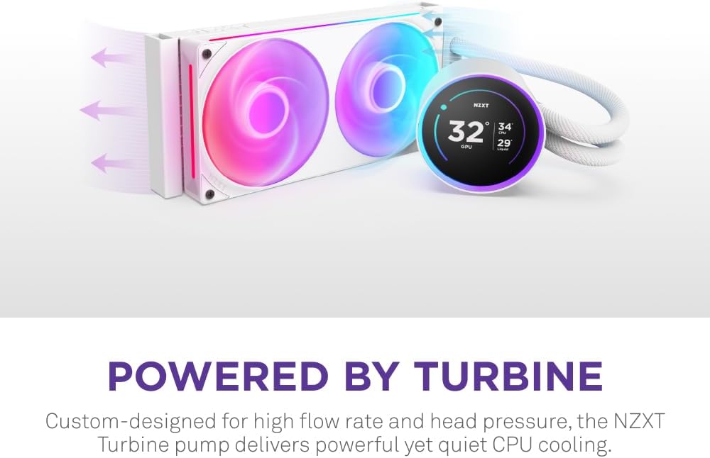 ENFRIAMIENTO NZXT KRAKEN 240 ELITE RGB V2 120MM BLANCO LGA1851/AM5 RL - KR24E - W2 11M DE GARANTIA - rogeek