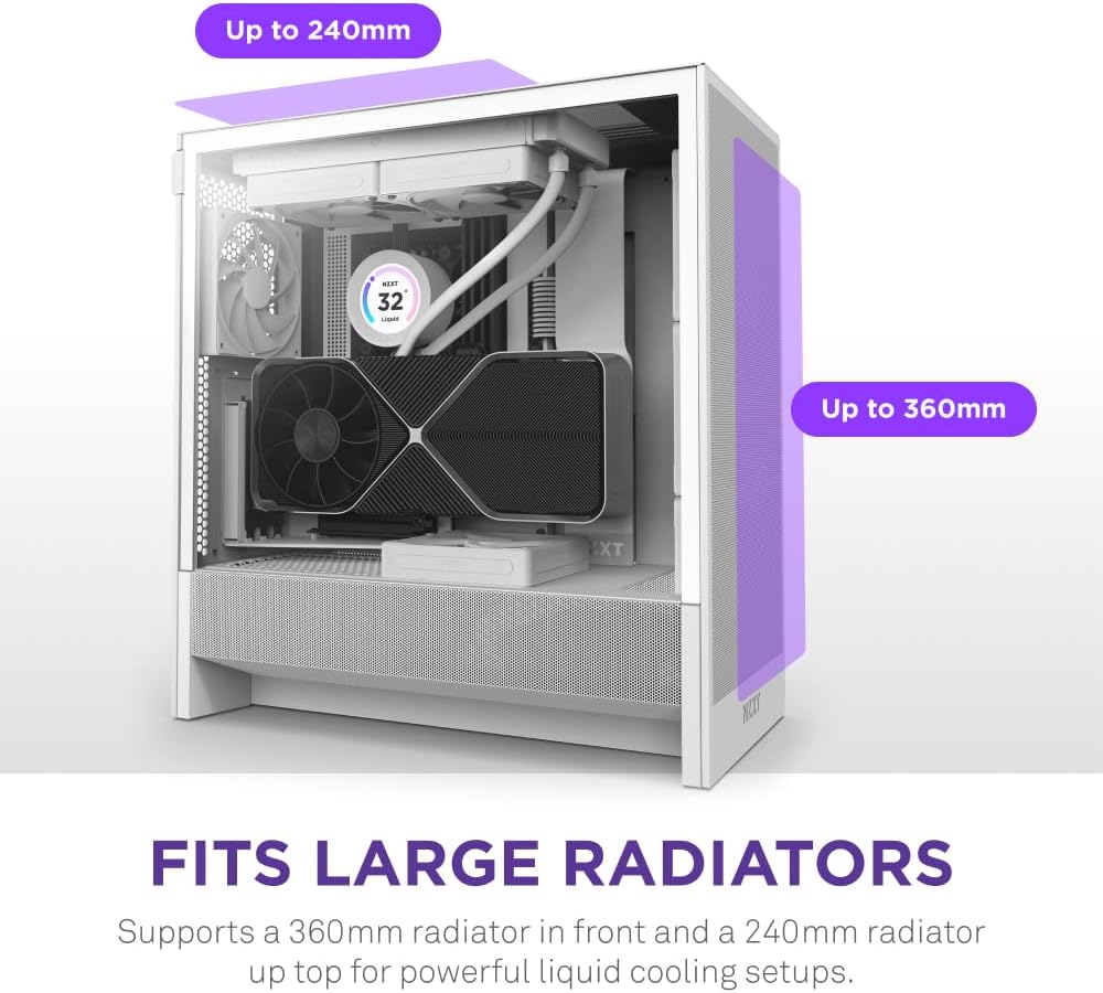 GABINETE NZXT H5 FLOW EDITION BLANCO ATX S/FUENTE CRISTAL CC - H52FW - 01 12M DE GARANTIA - rogeek
