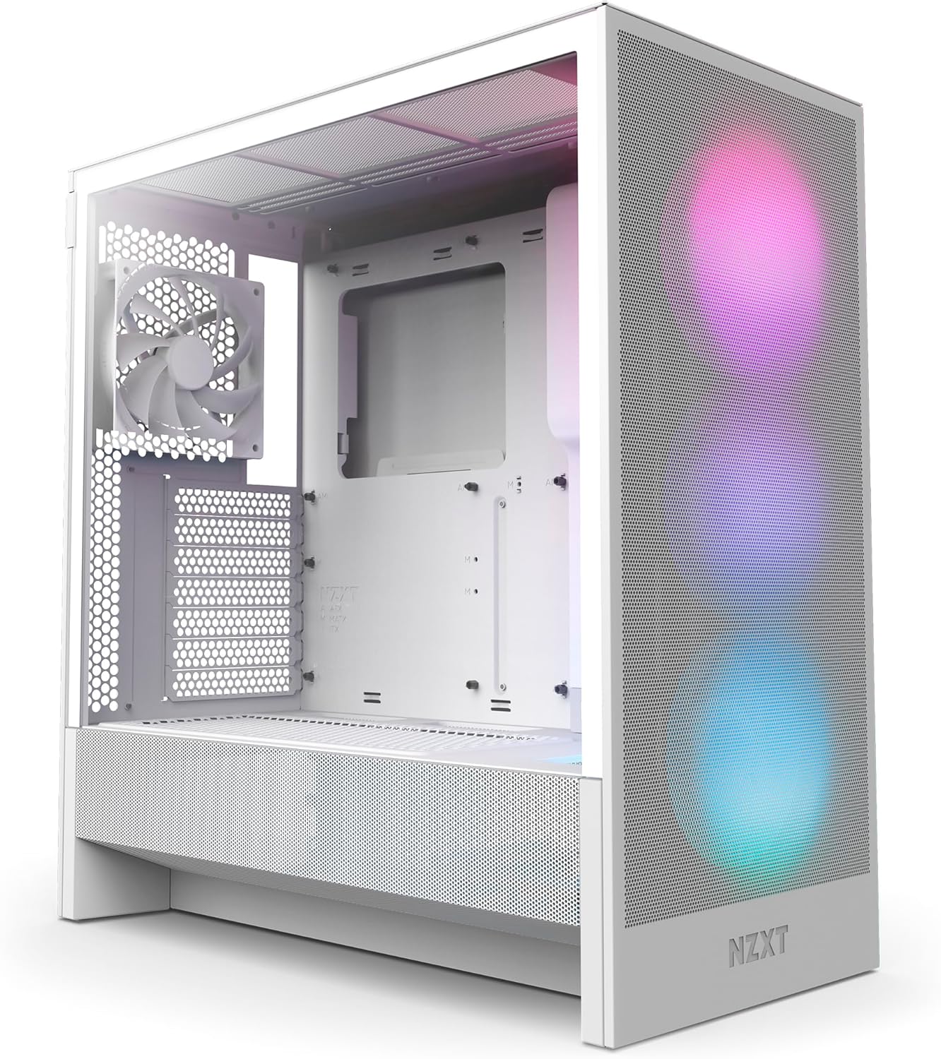 GABINETE NZXT H5 FLOW RGB EDITION BLANCO ATX S/FUENTE CRISTAL CC - H52FW - R1 12M DE GARANTIA - rogeek