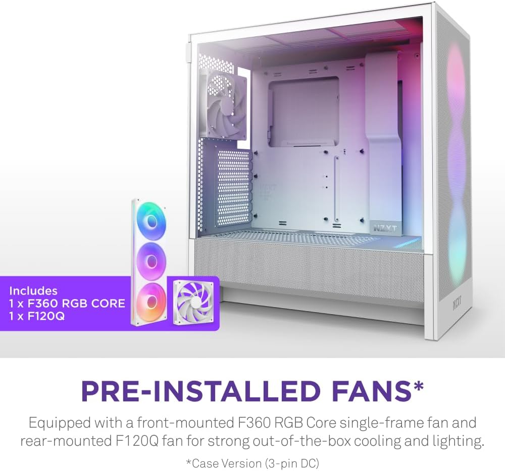 GABINETE NZXT H5 FLOW RGB EDITION BLANCO ATX S/FUENTE CRISTAL CC - H52FW - R1 12M DE GARANTIA - rogeek