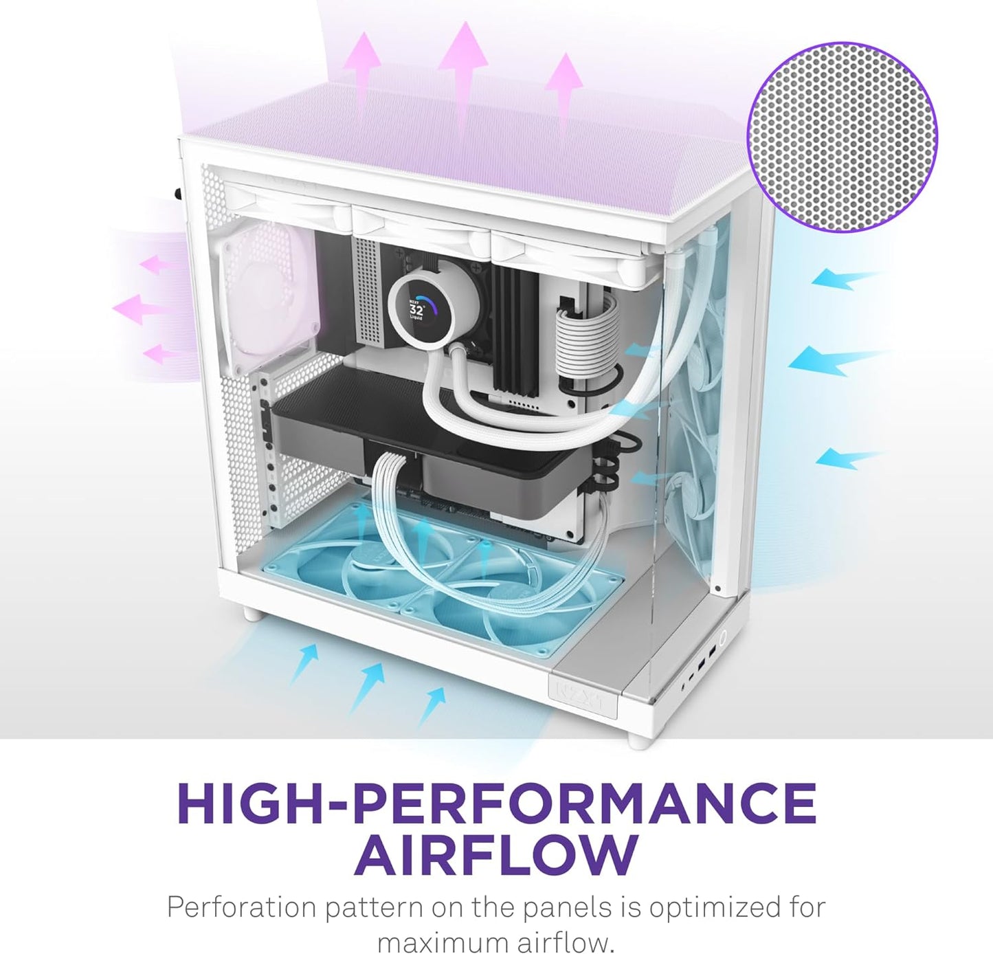 GABINETE NZXT H6 FLOW RGB BLANCO ATX S/FUENTE CRISTAL USB 3.2 TIPO - C CC - H61FW - R1 11M DE GARANTIA - rogeek