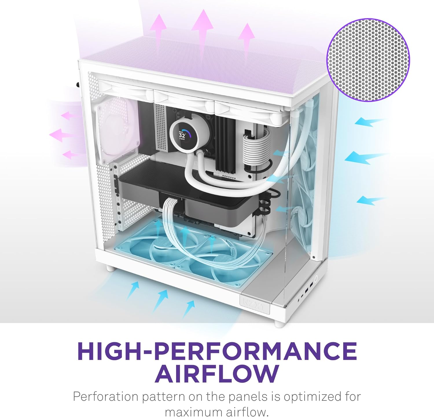 GABINETE NZXT H6 FLOW RGB BLANCO ATX S/FUENTE CRISTAL USB 3.2 TIPO - C CC - H61FW - R1 11M DE GARANTIA - rogeek