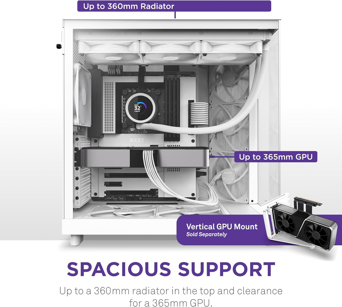 GABINETE NZXT H6 FLOW RGB BLANCO ATX S/FUENTE CRISTAL USB 3.2 TIPO - C CC - H61FW - R1 11M DE GARANTIA - rogeek