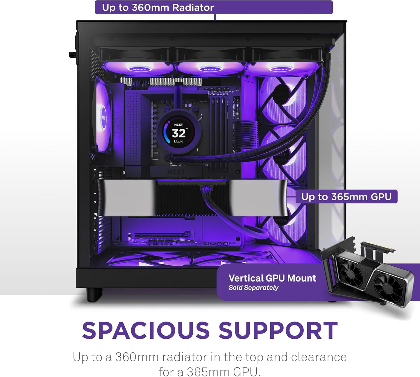 GABINETE NZXT H6 FLOW RGB NEGRO ATX S/FUENTE CRISTAL USB 3.2 TIPO - C CC - H61FB - R1 11M DE GARANTIA - rogeek