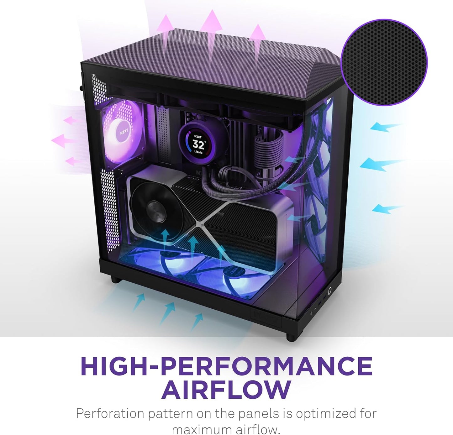 GABINETE NZXT H6 FLOW RGB NEGRO ATX S/FUENTE CRISTAL USB 3.2 TIPO - C CC - H61FB - R1 11M DE GARANTIA - rogeek
