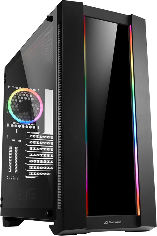 GABINETE SHARKOON ELITE SHARK CA200G RGB MATX S/FUENTE CRISTAL NEGRO C - CA200G 11M DE GARANTIA - rogeek