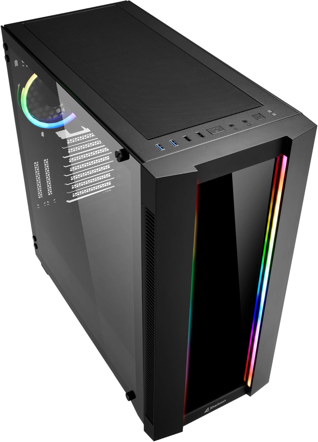 GABINETE SHARKOON ELITE SHARK CA200G RGB MATX S/FUENTE CRISTAL NEGRO C - CA200G 11M DE GARANTIA - rogeek