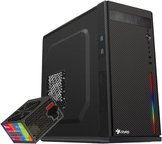 GABINETE STYLOS CGAB6 CON/FUENTE NEGRO MICRO ATX STGASC1B 11M DE GARANTIA - rogeek