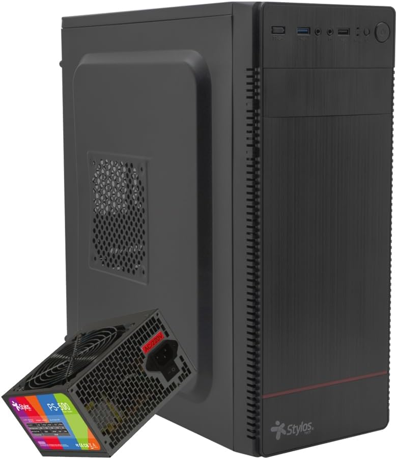 GABINETE STYLOS CUBO C/FUENTE 500W METAL NEGRO STPGAC4B 6M DE GARANTIA - rogeek