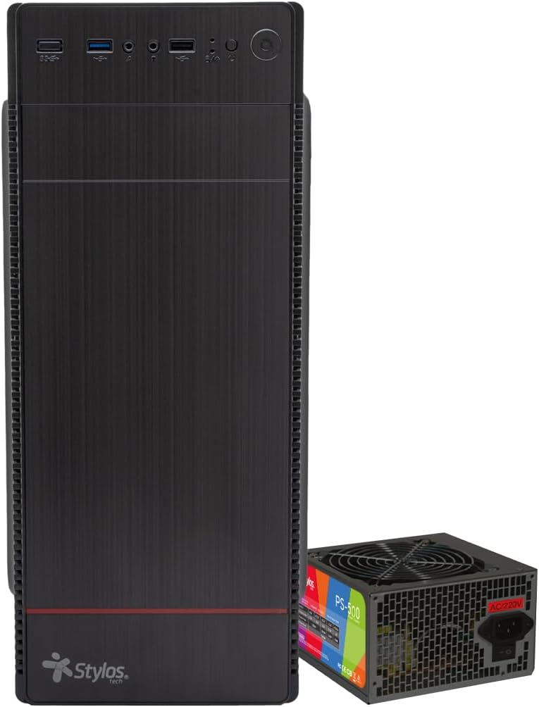 GABINETE STYLOS CUBO C/FUENTE 500W METAL NEGRO STPGAC4B 6M DE GARANTIA - rogeek