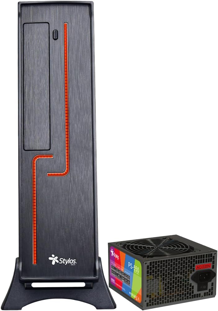 GABINETE STYLOS KEELAN SLIM ITX C/FUENTE 500W METAL NEGRO STGAKL1B 11M DE GARANTIA - rogeek
