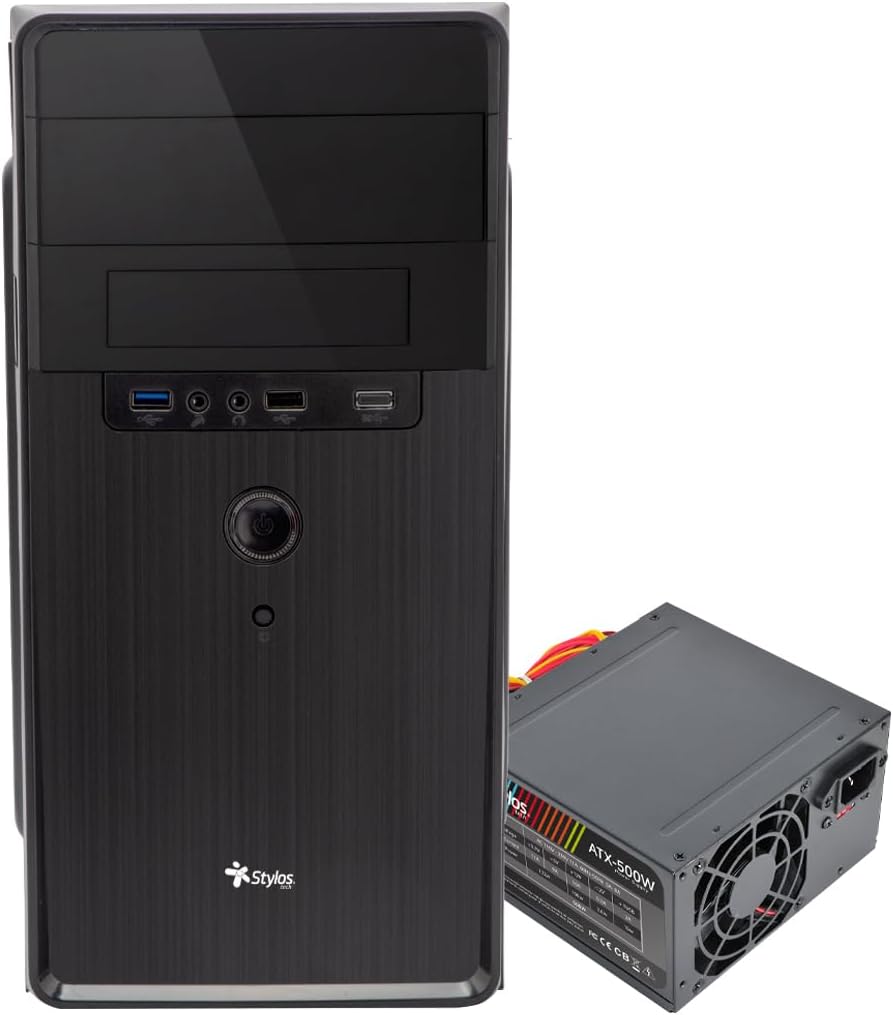GABINETE STYLOS MINI - TORRE C/FUENTE 500W METAL NEGRO STPGAC5B 11M DE GARANTIA - rogeek