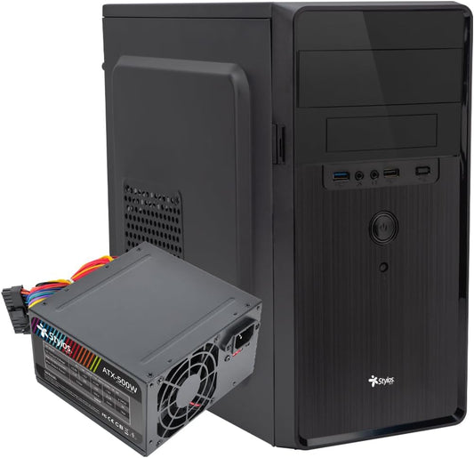 GABINETE STYLOS MINI - TORRE C/FUENTE 500W METAL NEGRO STPGAC5B 11M DE GARANTIA - rogeek