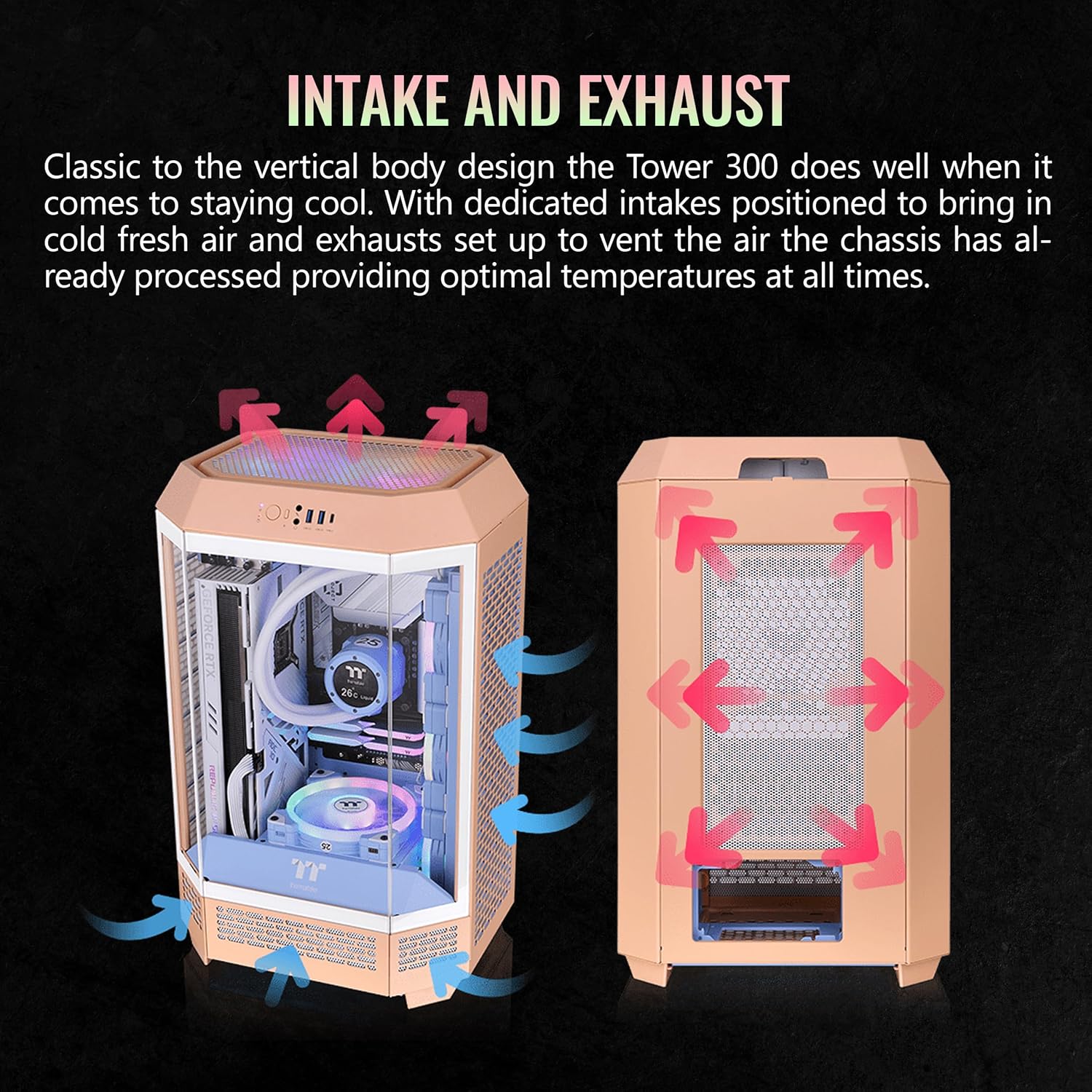 GABINETE THERMALTAKE THE TOWER 300 PEACH FUZZ MICRO ATX CRISTAL MICROTOWER DURAZNO CA - 1Y4 - 00SKWN - 00 12M DE GARANTIA - rogeek