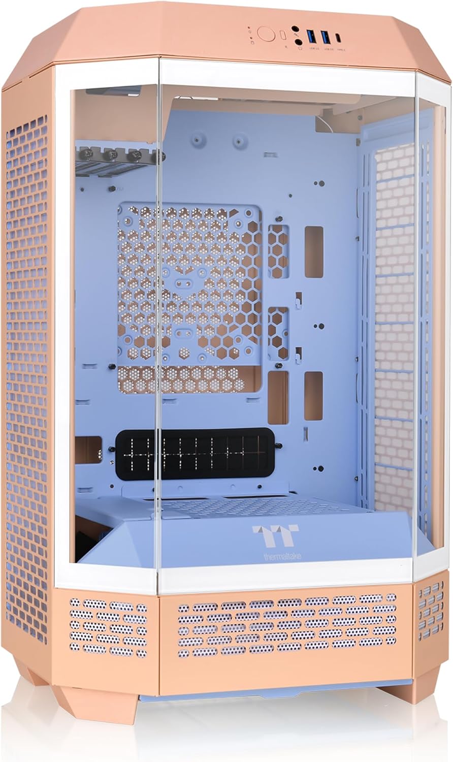 GABINETE THERMALTAKE THE TOWER 300 PEACH FUZZ MICRO ATX CRISTAL MICROTOWER DURAZNO CA - 1Y4 - 00SKWN - 00 12M DE GARANTIA - rogeek