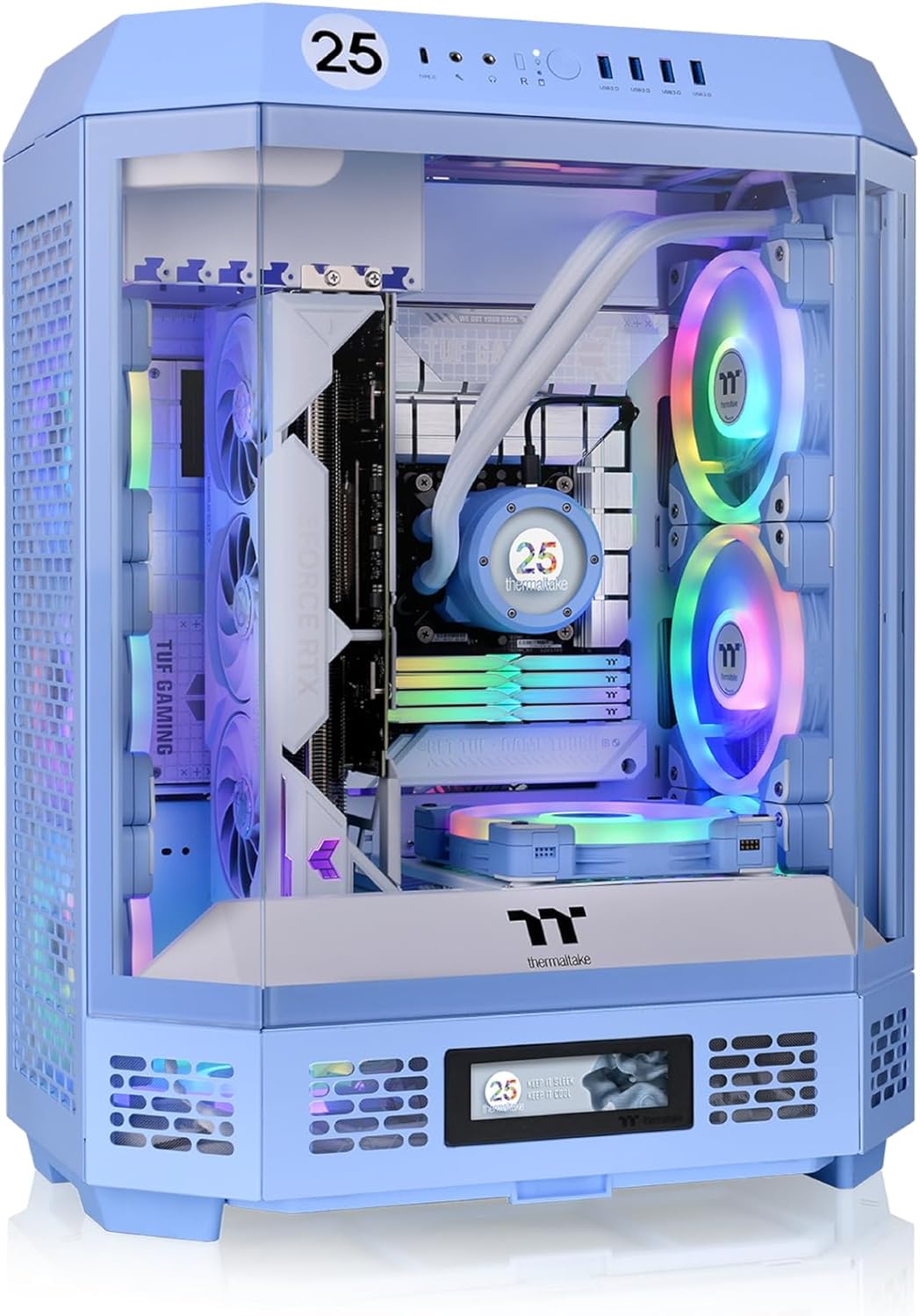 GABINETE THERMALTAKE THE TOWER 600 HYDRANGEA BLUE ATX CRISTAL MIDTOWER AZUL CA - 1Z1 - 00MFWN - 00 12M DE GARANTIA - rogeek