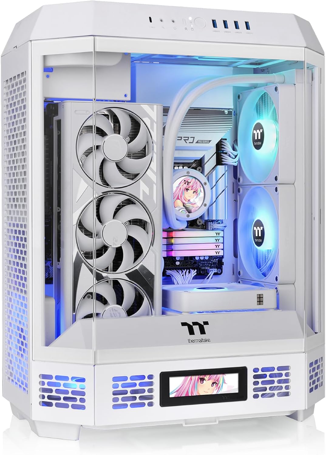 GABINETE THERMALTAKE THE TOWER 600 SNOW ATX CRISTAL MIDTOWER BLANCO CA - 1Z1 - 00M6WN - 00 12M DE GARANTIA - rogeek