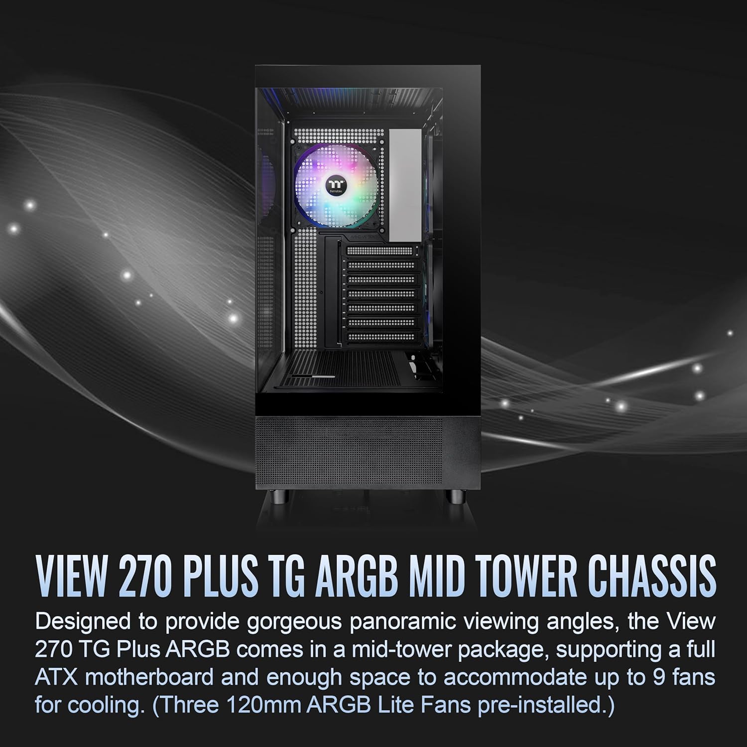 GABINETE THERMALTAKE VIEW 270 PLUS TG ARGB BLACK ATX CRISTAL MIDTOWER NEGRO CA - 1Y7 - 00M1WN - 01 12M DE GARANTIA - rogeek