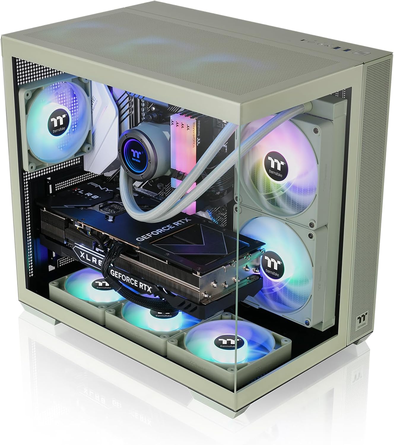 GABINETE THERMALTAKE VIEW 380 TG ARGB MATCHA GREEN ATX CRISTAL VERDE CA - 1Z2 - 00MEWN - 00 12M DE GARANTIA - rogeek