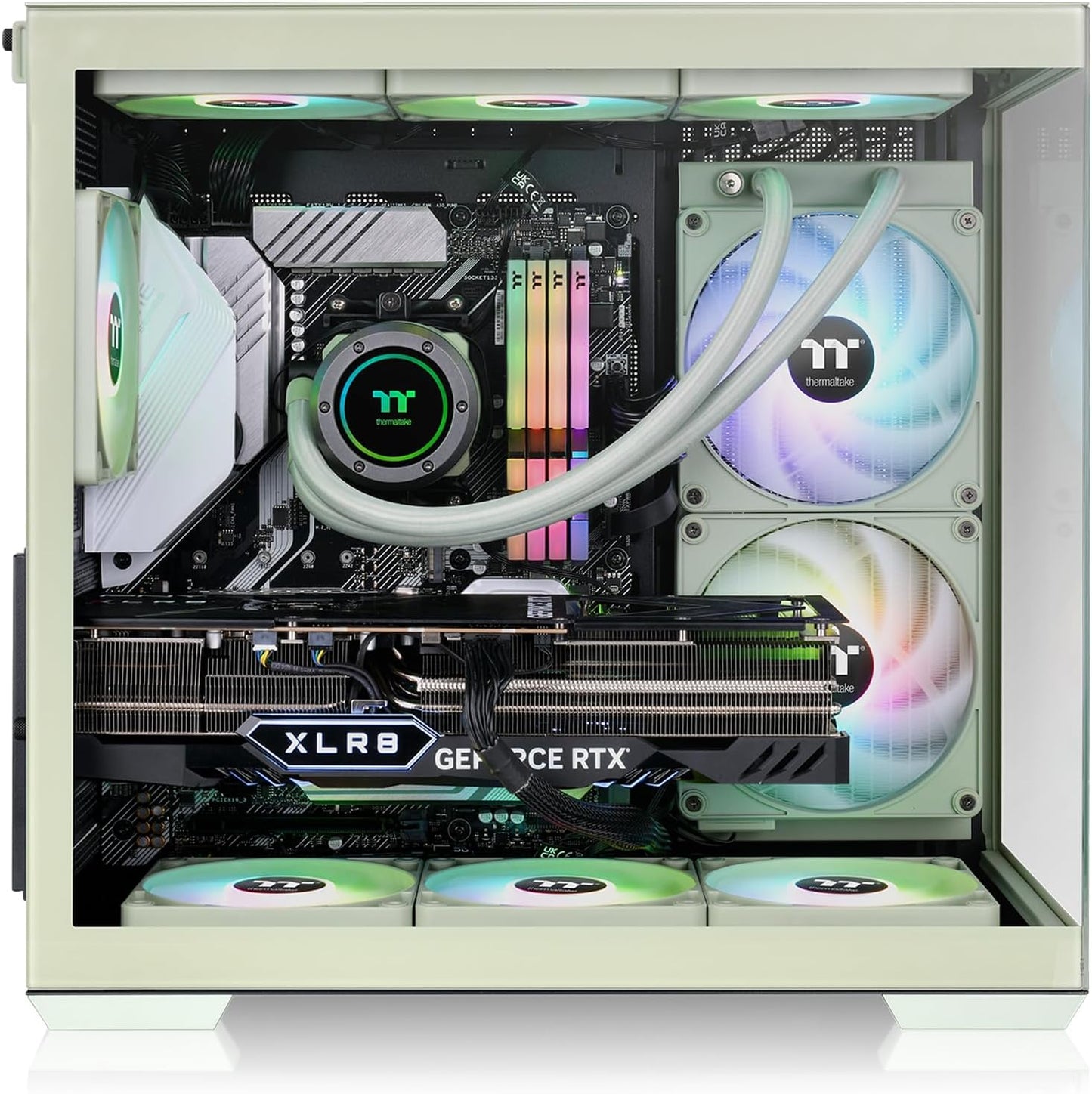 GABINETE THERMALTAKE VIEW 380 TG ARGB MATCHA GREEN ATX CRISTAL VERDE CA - 1Z2 - 00MEWN - 00 12M DE GARANTIA - rogeek