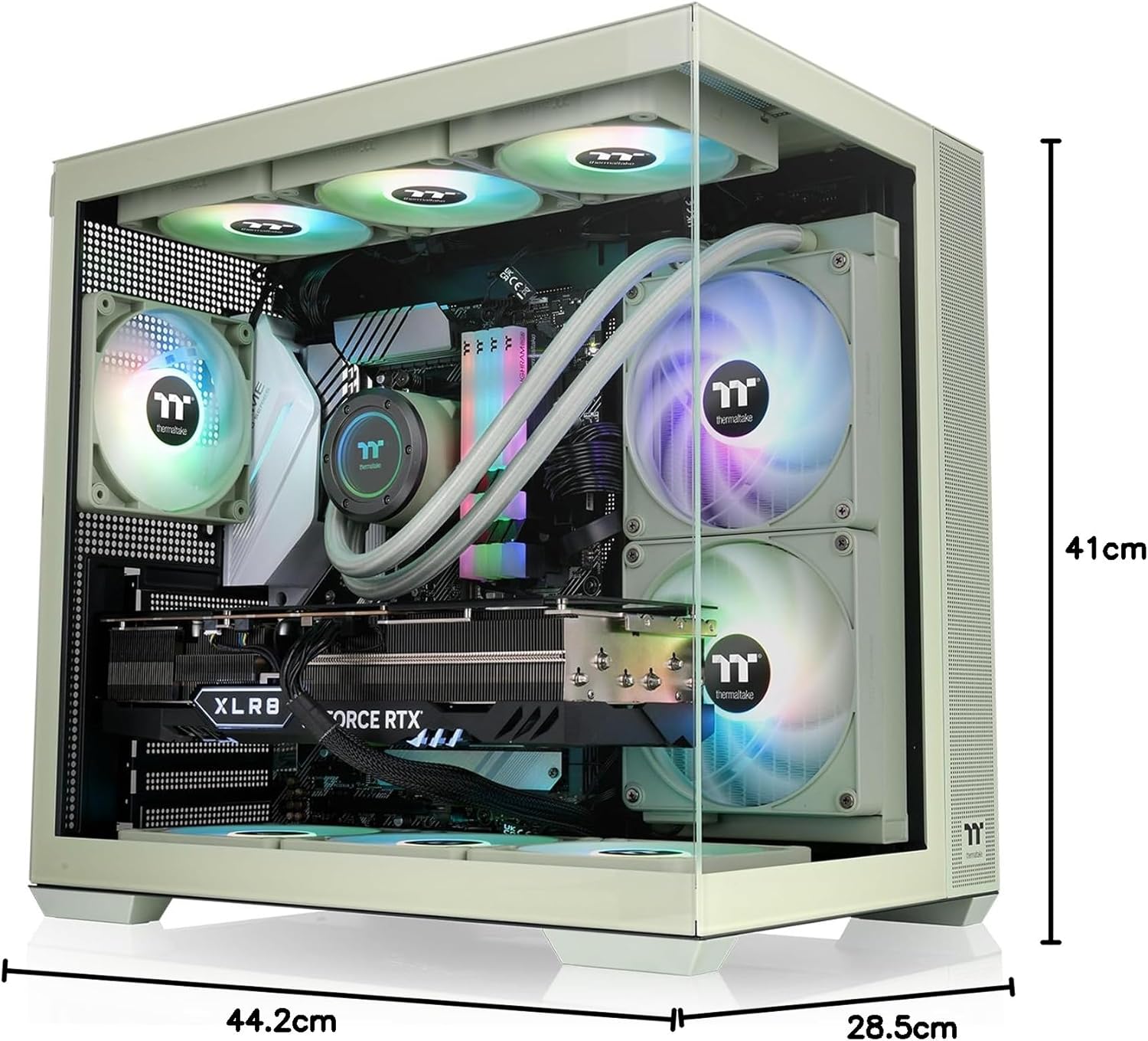 GABINETE THERMALTAKE VIEW 380 TG ARGB MATCHA GREEN ATX CRISTAL VERDE CA - 1Z2 - 00MEWN - 00 12M DE GARANTIA - rogeek