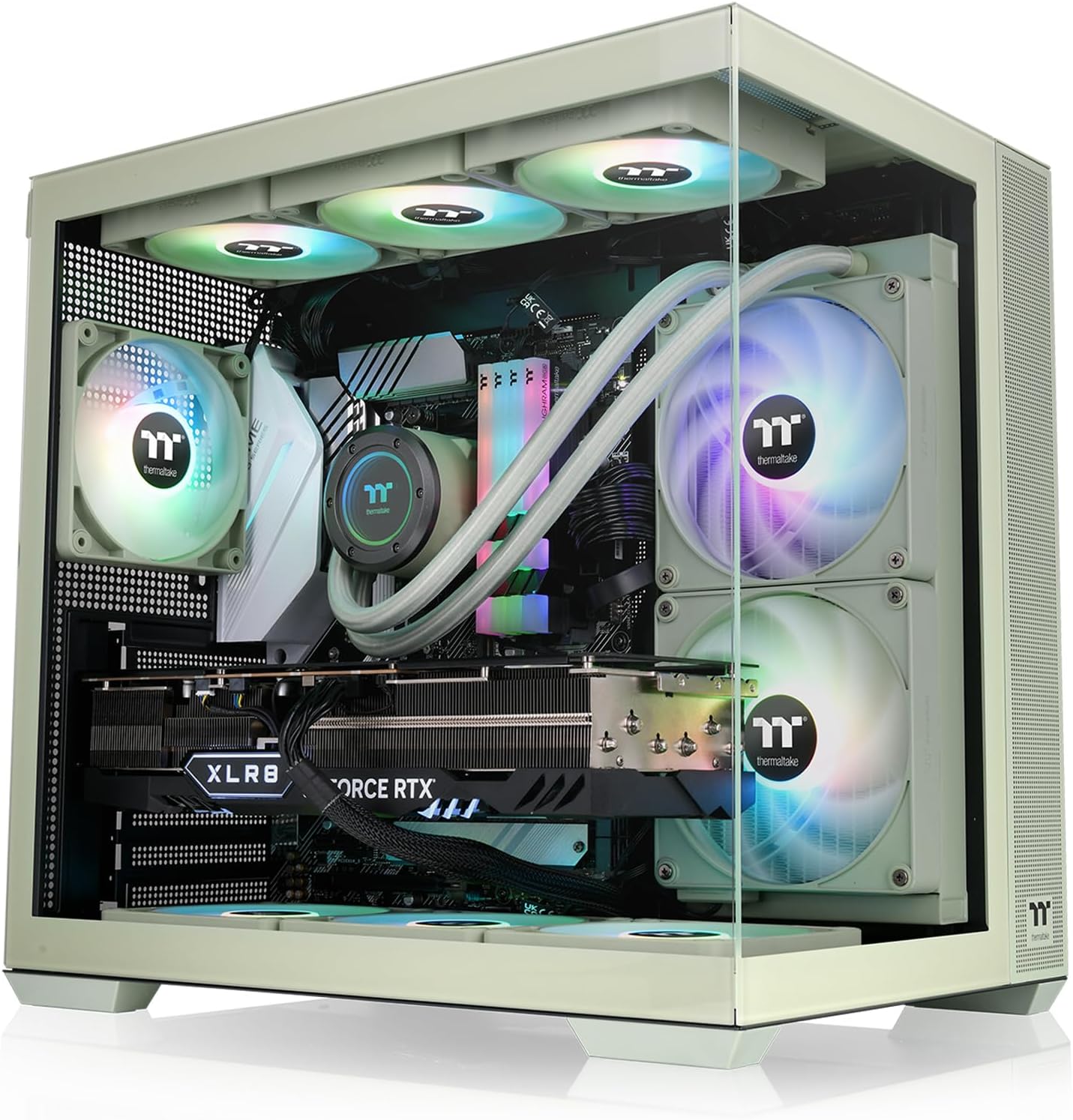 GABINETE THERMALTAKE VIEW 380 TG ARGB MATCHA GREEN ATX CRISTAL VERDE CA - 1Z2 - 00MEWN - 00 12M DE GARANTIA - rogeek