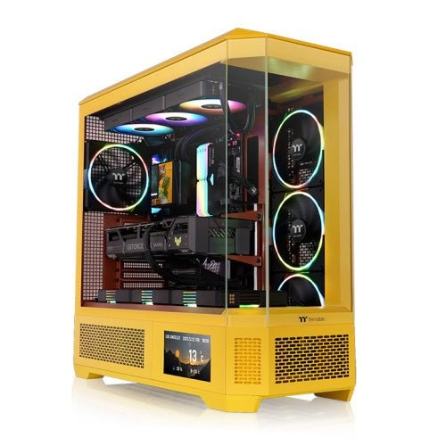 GABINETE THERMALTAKE VIEW 390 AIR BUTTER CARAMEL ATX CRISTAL AMARILLO CA-11F-00MMWN-00 12M DE GARANTIA - rogeek