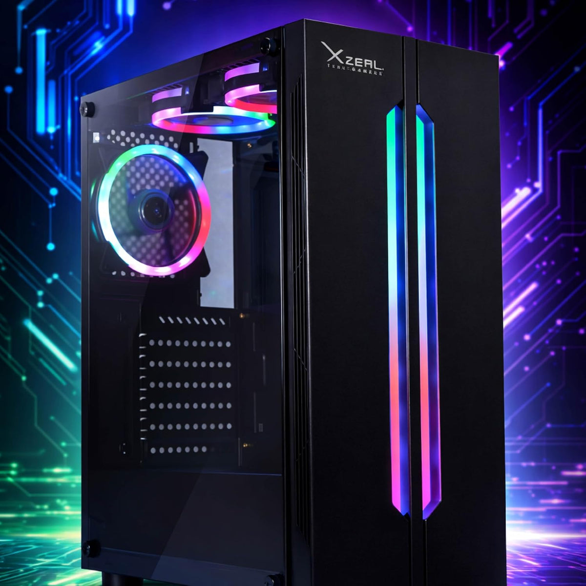 GABINETE XZEAL XZ120 CON VENTANA MATX S/FUENTE RGB NEGRO XZCGB03B DIRECTO CON EL FABRICANTE - rogeek