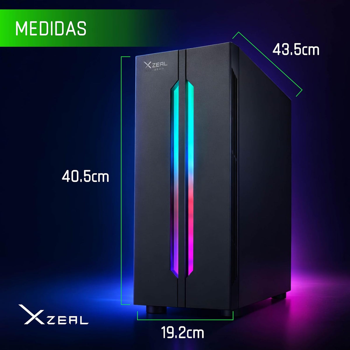 GABINETE XZEAL XZ120 CON VENTANA MATX S/FUENTE RGB NEGRO XZCGB03B DIRECTO CON EL FABRICANTE - rogeek