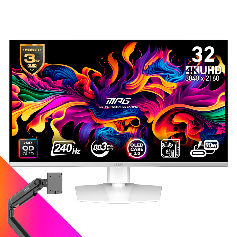MONITOR 32 MSI MPG 321URXW QD - OLED 0.3MS 240HZ UHD GAMER QD OLED BLANCO ANTI - GLARE G - SYNC - rogeek