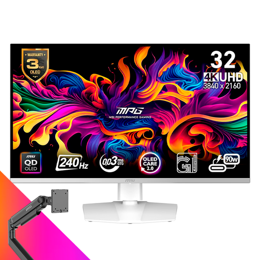 MONITOR 32 MSI MPG 321URXW QD - OLED 0.3MS 240HZ UHD GAMER QD OLED BLANCO ANTI - GLARE G - SYNC - rogeek