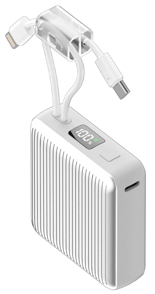 Power Bank | C1 | 10000mAh PD22.5W | Type-C | Linea Apple + linea Type-C | Cable USB a Type-C | Pantalla LED | 50 | Plateado/Gris oscuro - rogeek