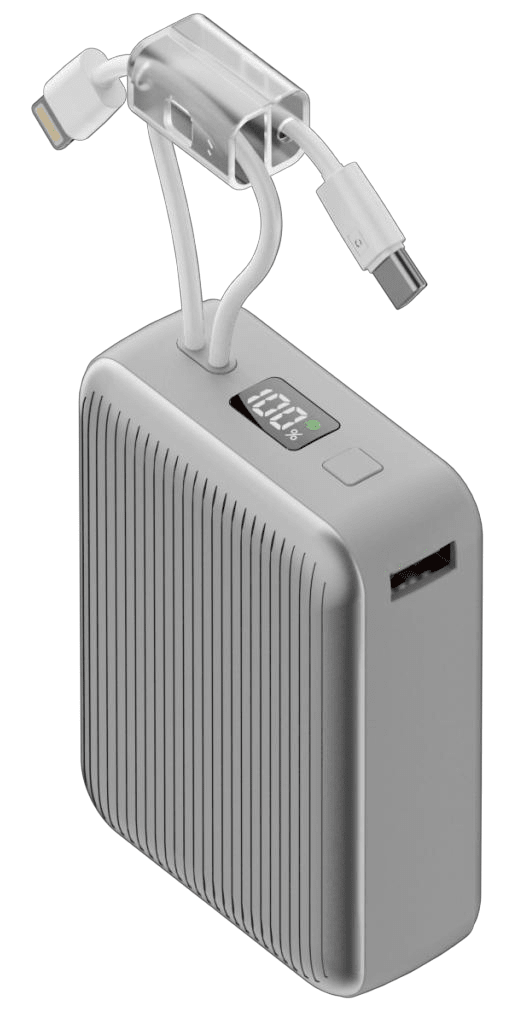 Power Bank | C2 | 20000mAh PD22.5W | Type-C | Linea Apple + linea Type-C | Cable USB a Type-C | Pantalla LED | 44 | Plateado/Gris oscuro - rogeek