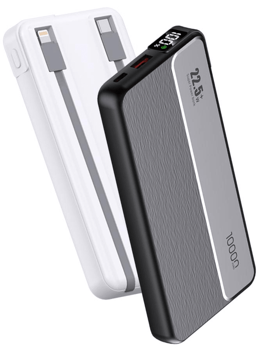 Power Bank | UF-D403 | 10000mAh PD22.5W | Type-C | 1xUSB | 2 lineas Apple/Type-C | Pantalla LED | 50 | Blanco/Negro - rogeek