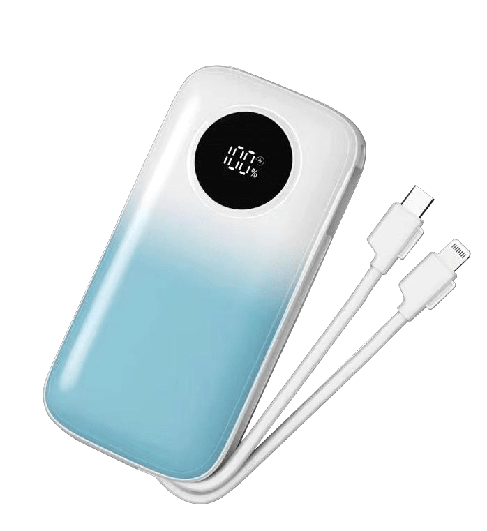 Power Bank | UF - D701 | 10000mAh PD22.5W | Type - C | USB+Type - C | 2 cables Type - C/IP + cable USB a Type - C | Compatible con iPhone 15 o superior | 50 | Azul degradado/Rosa degradado - rogeek
