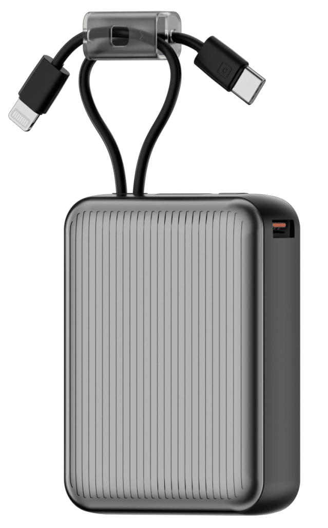 Power Bank | UF-D712 | 20000mAh PD22.5W | Type-C | Linea Apple + linea Type-C | Cable USB a Type-C | Pantalla LED | 44 | Plateado/Gris oscuro - rogeek