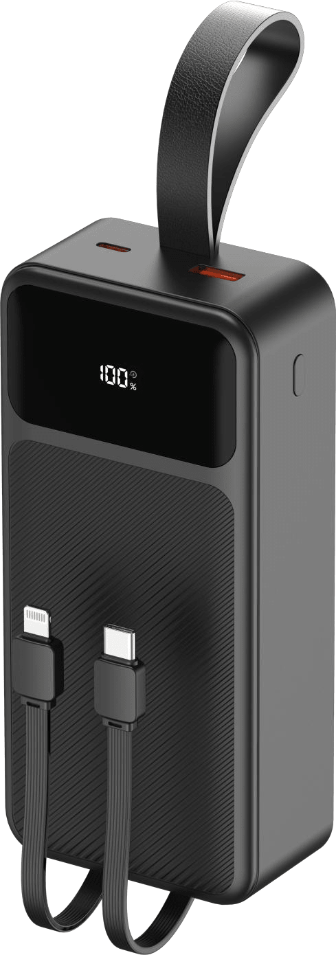 Power Bank | UF - H203 | 30000mAh PD22.5W | Type - C | USB+Type - C | 2 cables Type - C/IP + cable USB a Type - C | Pantalla LED + correa | 30 | Blanco/Negro - rogeek