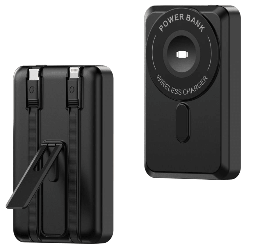 Power Bank | UF - W60 | 10000mAh PD22.5W | Type - C | 1 linea IP | Cable bidireccional Type - C | Magnetico + soporte ajustable | 50 | Negro - rogeek