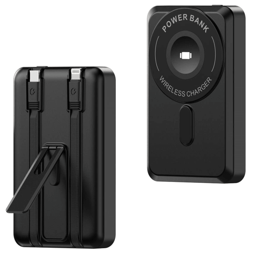 Power Bank | UF - W60 | 10000mAh PD22.5W | Type - C | 1 linea IP | Cable bidireccional Type - C | Magnetico + soporte ajustable | 50 | Negro - rogeek