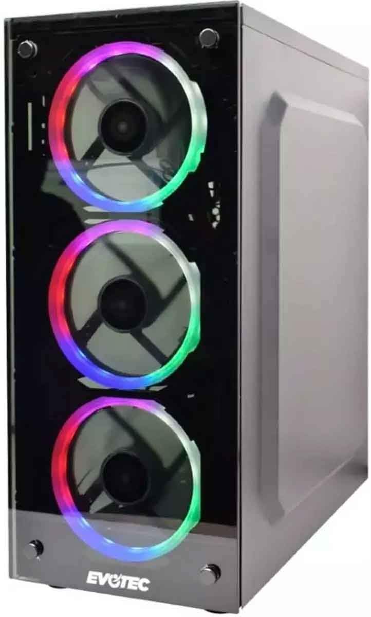 REMATE GABINETE NACEB EVOTEC EV-1007 CON VENTANA RGB. MID-TOWER ATX USB 2.0/3.2 C/FUENTE 600W NEGRO 1M DE GARANTIA - rogeek