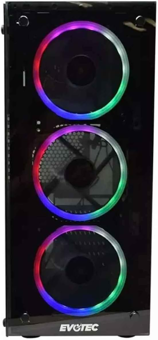 REMATE GABINETE NACEB EVOTEC EV-1007 CON VENTANA RGB. MID-TOWER ATX USB 2.0/3.2 C/FUENTE 600W NEGRO 1M DE GARANTIA - rogeek