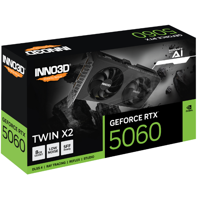 GPU INNO3D NVIDIA GEFORCE RTX 5060 TWIN X2 8GB GDDR7 128BIT PCI EXPRESS 5.0 BLACK