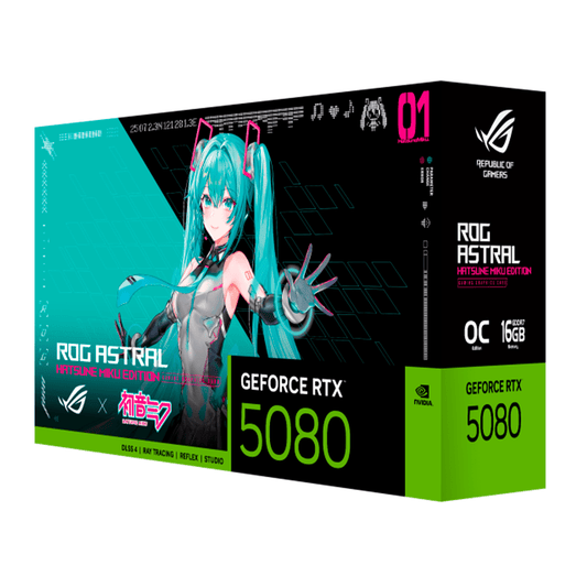 TARJETA DE VIDEO ASUS RTX5080 16GB GDDR7 ROG ASTRAL MIKU - W - rogeek